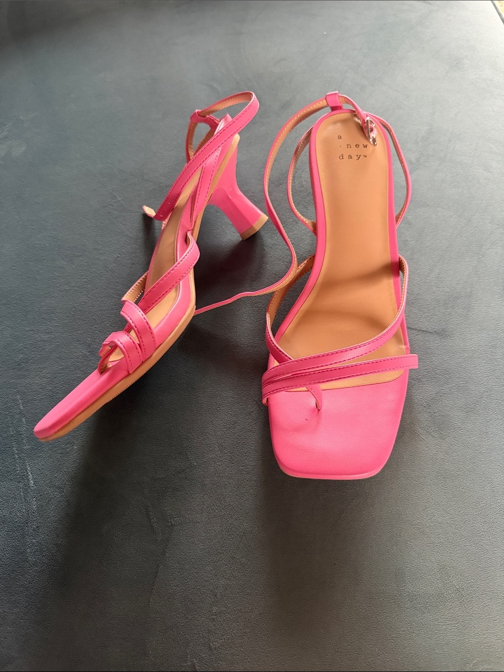 a new day Hot Pink Strappy Block-Heel Sandals